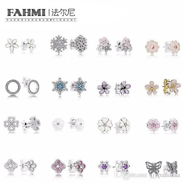 

fahmi 100% 925 sterling silver snowflake earrings crystal fashion charm bead jewelry for women gift ing, Black