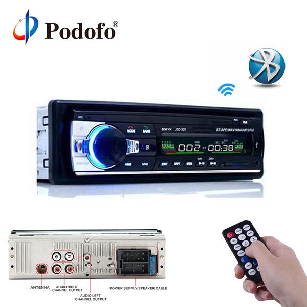 

podofo 12v car radios stereo bluetooth remote control charger phone usb/sd/aux-in audio mp3 player 1 din in-dash car audio jsd52