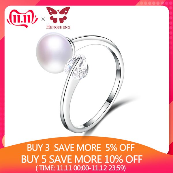 

2019 fine jewelry 100% real 925 sterling silver adjustable rings for women dropshipping natural pearl ring fashion jewelry, Golden;silver