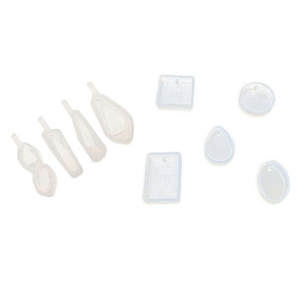 

9 pcs assorted shape cabochon silicone earring necklace pendant for epoxy resin jewelry making diy crafts for forms crystal, Blue;slivery