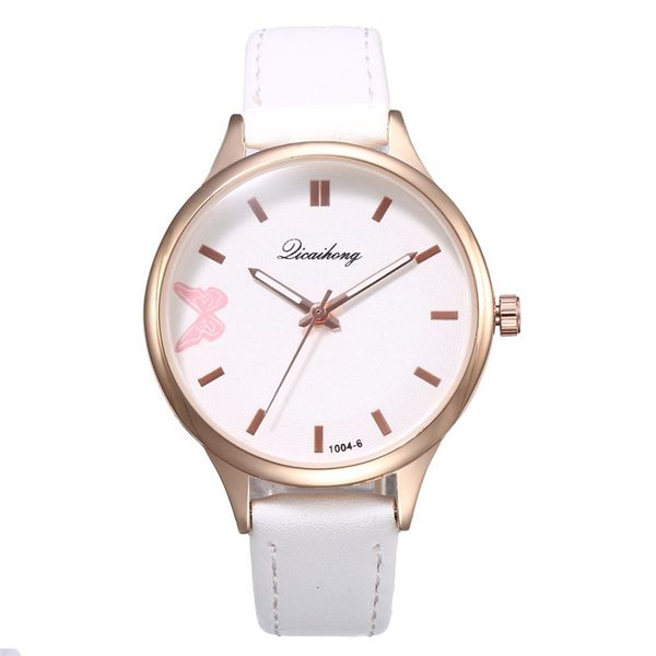 

fashion new women's watches with leather strap analog quartz round sport simple personality wrist watch watches, Slivery;brown