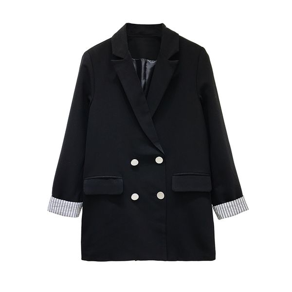 

spring new blazer women long sleeve blazers jacket fashion double breasted casual loose business suit ladies jackets and blazers, White;black