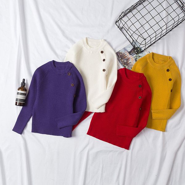 

1-6t new clothing baby boy girl knitted sweater autumn baby kids clothing wear sweaters winter pullover solid color aa3180, Blue