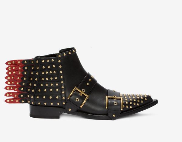

2019 woman boots cool rivet buckle locomotive handsome boot black woman short boots