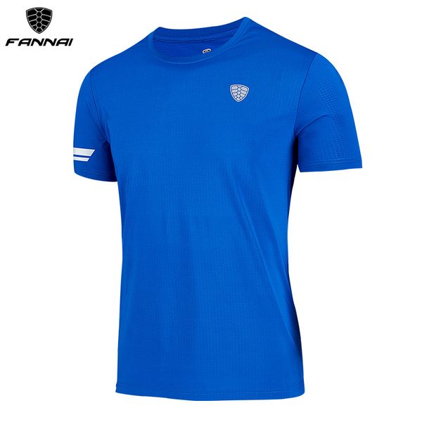 

fannai running t shirt men gym tshirt breathable polyester dry fit sport new quick dry basketball blue fitness work out, Black;blue