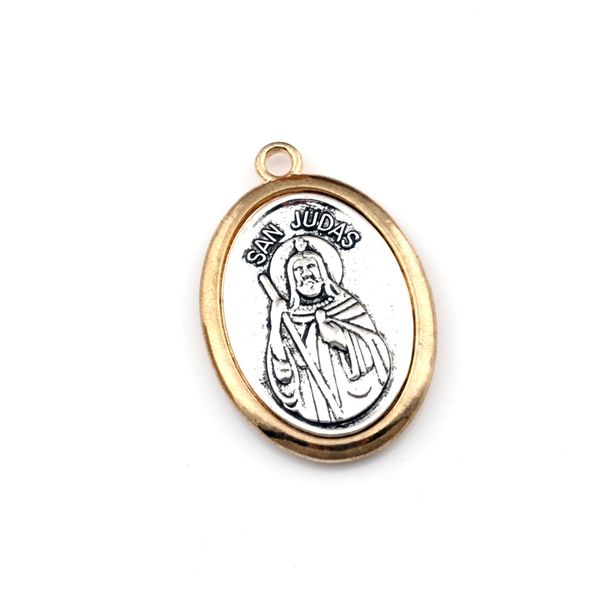 

10pcs 30x44.8mm two-tone san judas tadeo ruega por nosotros charm pendants religion diy jewelry fit pendants necklace christmas gift a-561, Bronze;silver