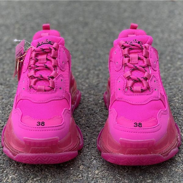 

2020 luxury paris triple s 17fw dad run shoes pink crystal 2019 fashion brand designer mens women casual clunky sneakersl14, Black