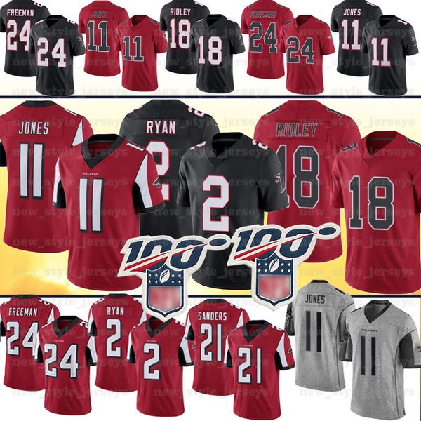 

11 julio jone falcon jer ey 2 matt ryan 18 ridley 21 deion ander 24 devonta freeman football jer ey