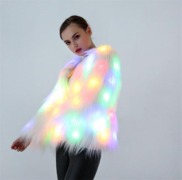 

halloween cosplay faux fur coats women christmas led illuminations theme costumes classic holiday party costume halloween apparel, Black;red