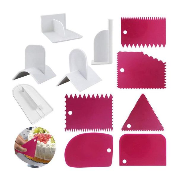 

4/11pcs/set dough knife icing fondant scraper baking pastry tool decor plain smooth jagged edge spatulas cutters cake tool