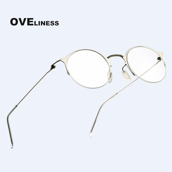 

pure titanium retro round glasses frame women men 2020 optical computer eyeglasses myopia prescription transparent glass eyewear, White;black