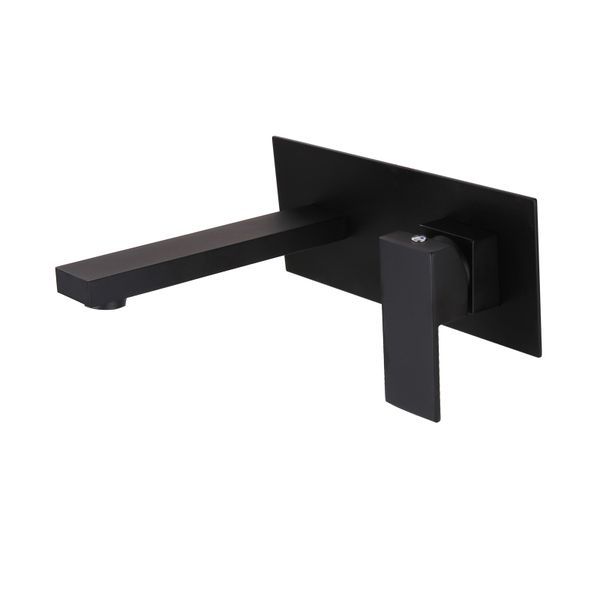 

mttuzk black wall-mounted concealed with pre-embedded box basin faucet brass & cold water brushed gold washbasin mixer taps