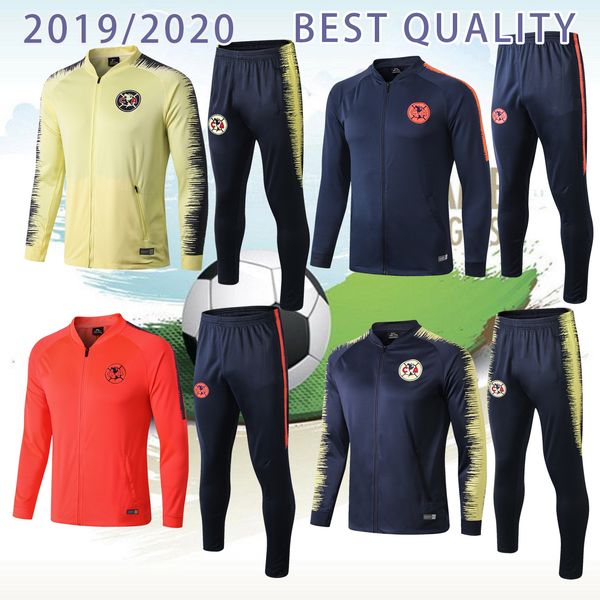 

2019 mexico liga mx america long sleeve soccer jackets kit 19/20 guerron calderon club amÃ©rica football jackets tracksuit set, Black