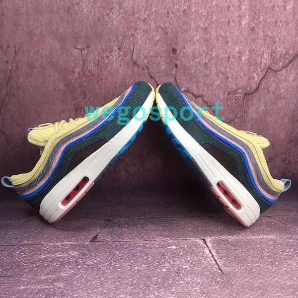 

most popular 97og sean wotherspoon mens womens shoes extra lace set only vivid sulfur multi yellow blue running sneakers with box, White;red