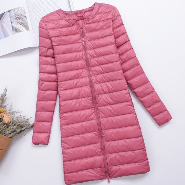 

new spring autumn ultra light long down coats women white duck down lightweight parkas female warm thin o-neck jacket mw552, Black