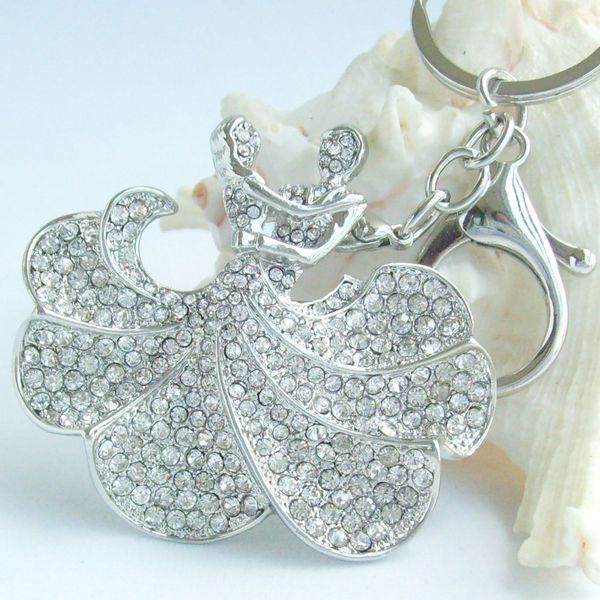 

pretty ballet dancer keychain pendant clear rhinestone crystal k05815c4, Silver