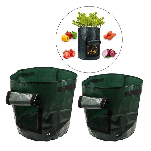 

2pcs waterproof pe garden potato grow bag 18x15cm and 25x22cm