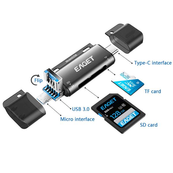 

all in one card reader type c to micro sd tf memory usb 3.0 otg cardreader 5-in-1 ez08