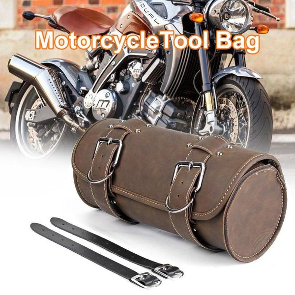 

hanging saddle motorcycle front side saddle tool bag luggage pannier roll barrel storage brown large capacity universal