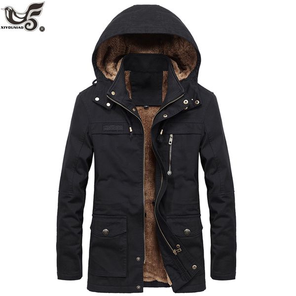 

new thick warm man jacket winter parkas casual cotton padded jacket male multi-pocket fur hoodies men coat parka hombre, Tan;black