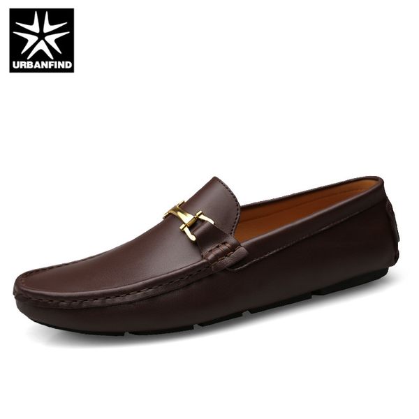 

urbanfind italian mens shoes casual brands slip on formal luxury shoes men loafers moccasins genuine leather brown driving, Black