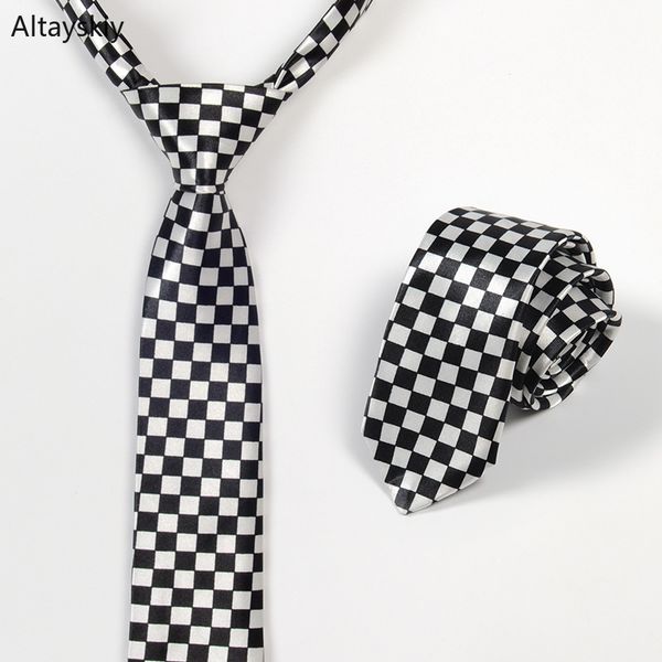 

ties women plaid dots checkerboard printing narrow british style womens neck tie office ladies elegant leisure all-match trendy, Black;blue