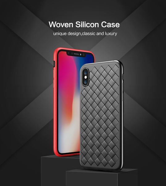 

luxury breathable grid weaving super soft silicone rubber ultra thin tpu phone back case cover for iphone xr xs max x 7 8 6 plus