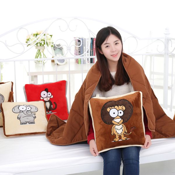 

40x40cm pillow blanket + pillow suit coussin 6 style large and small eye animal seat/back cushion crystal soft velvet pp cotton