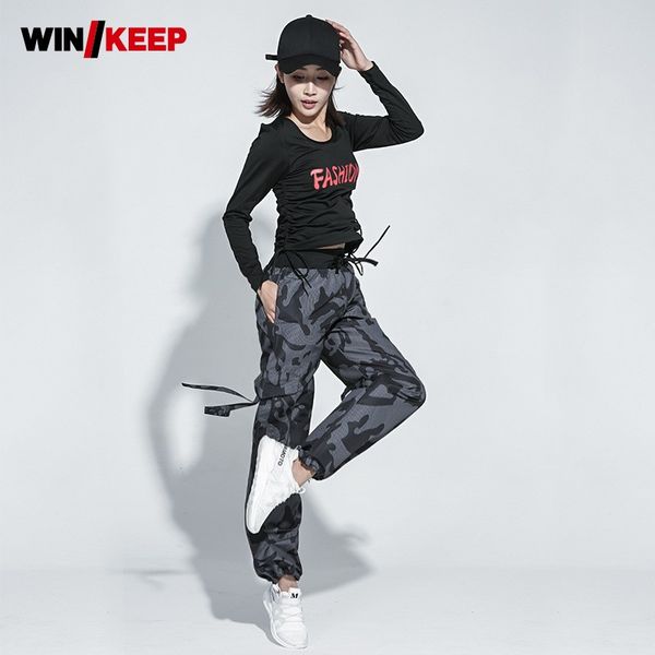 

new women quick dry camouflage color fitness suits long sleeve loose 2pcs yoga set female sports sets jogging outdoor tracksuit, White;red