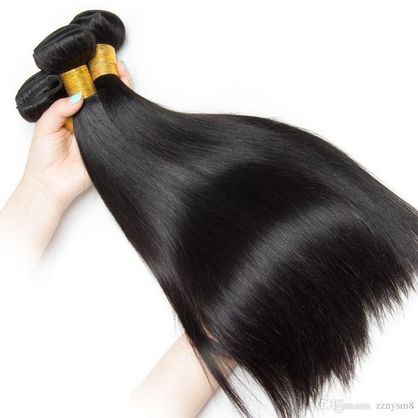 

alibel brazilian straight hair bundles with closure brazilian hair weave bundle 3 human hair bundles with closure remy, Black