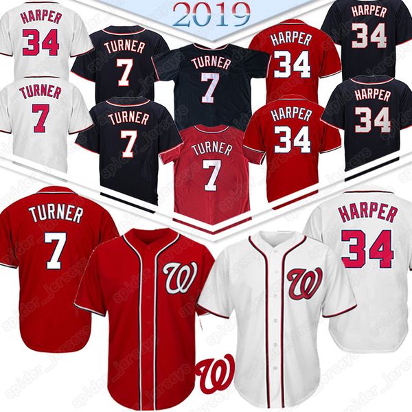 

7 Trea Turner Washington Baseball Jerseys Nationals 34 Bryce Harper Baseball Jersey Top quality