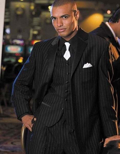 

fashion black stripe men 3 piece suit wedding tuxedos excellent groom tuxedos men business dinner prom party blazer(jacket+pants+tie+vest)68, Black;gray