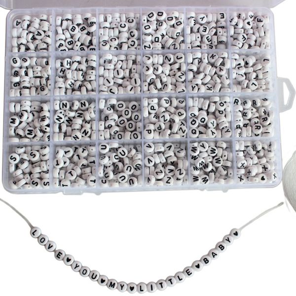 

square jewelry making mixed gift alphabet acrylic with string diy letters necklaces beads kit bracelet craft round