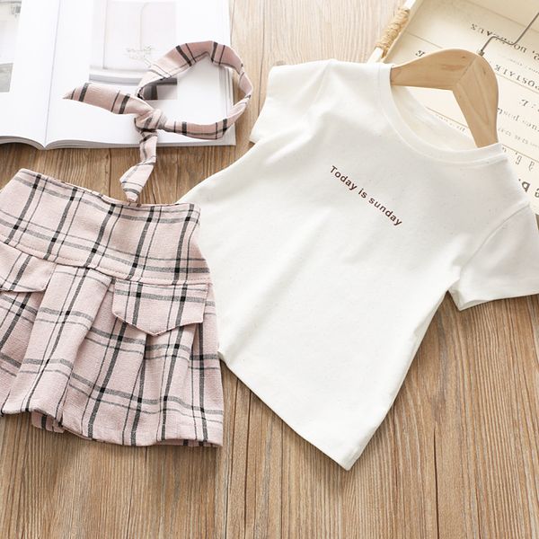 

Short leeve white hirt plaid kirt for girl kid ummer 2019 kid boutique clothing 1 6t little girl 2 pc et high quality