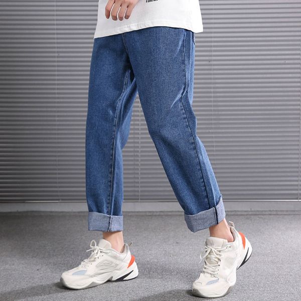 

men's jeans summer brand men fashions casual loose jeans comfortable plain straight pant comfortable pants plus size, Blue