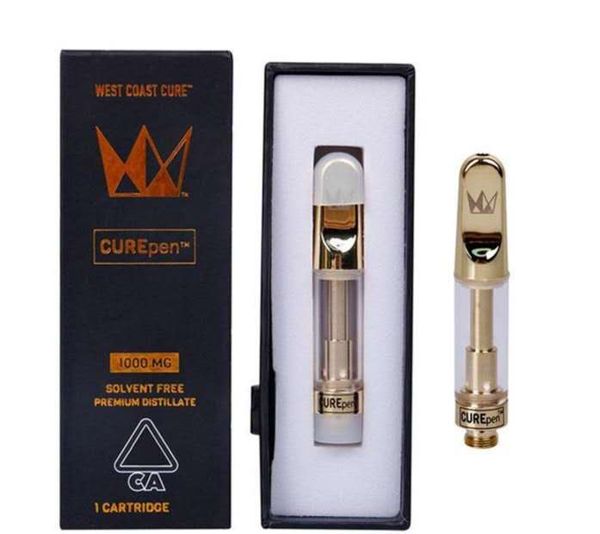 

Западное побережье Curepen Картриджи 0,8 мл 1мл Cereamic Cure Pen Vape стекла Тележки EMPTY Vape картридж Упаковка Dab Pen испаритель для 510 Thread