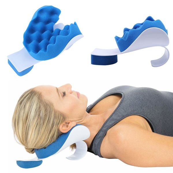 

1pc comfortable foam healthy neck and shoulder relaxer neck pain relief massage blue pillow support relaxation pillow tool