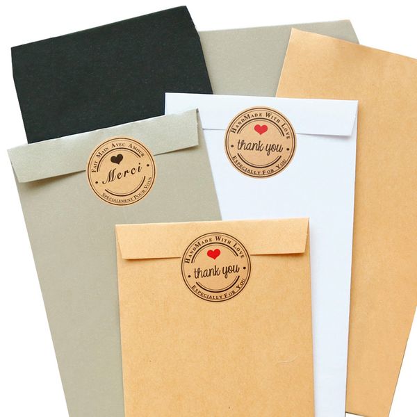 

12шт kraft paper bag подарков конверт письмо партбилет хранения свадебная сумка с thank you стикеров подарок на день рождения