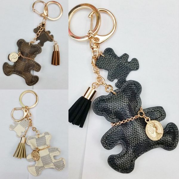 

new style fashion bear tassel charm car purse wallet handbag pu leather key chain ring 3 colors, Silver