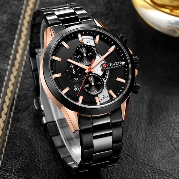 

watches for men luxury brand casual sports wrist watch curren fashion calendar chronograph quartz clock relogio reloj hombre, Slivery;brown