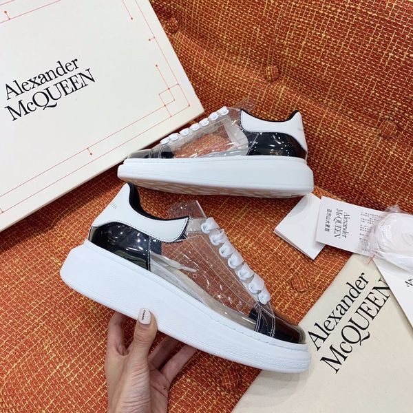 

2020 new fashion luxury casual sports wild couple shoes travel basketball transparent leather, Black