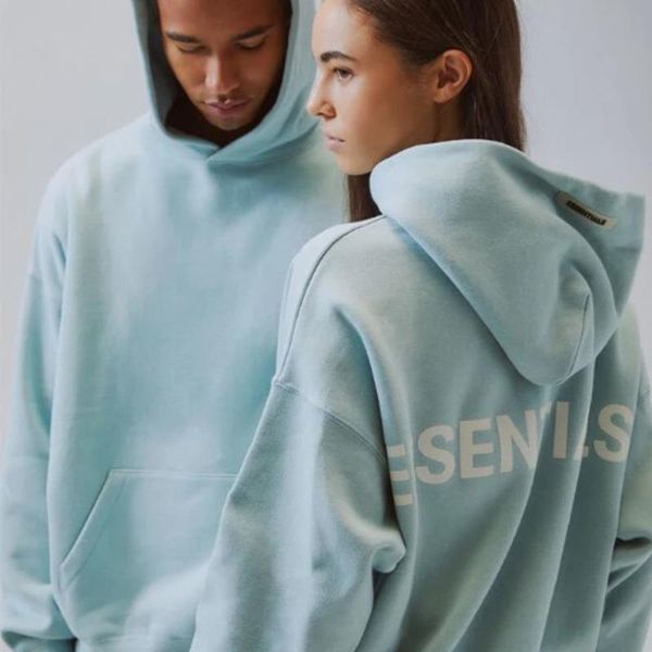 

luxury european essentials pullover hoodie 3m reflective letter embroidery cotton couples women mens designer fashion sweater hfxhwy101, Black