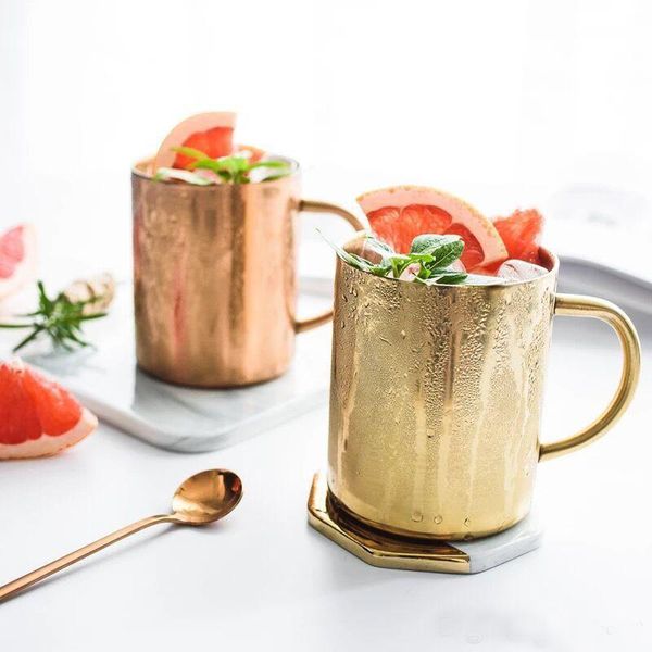 

400ml stainless steel double layer coffee mugs golden cups portable camping cup with handgrip stainless steel mountaineering mugs vt0017