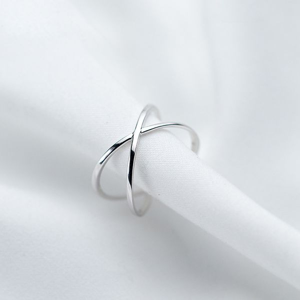 

hollow x cross 925 sterling silver rings for women adjustable finger open ring sterling-silver-jewelry female girls party gift