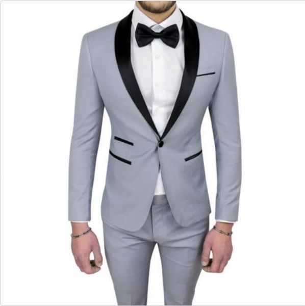 

and fine one button groomsmen shawl lapel groom tuxedos men suits wedding/prom/dinner man blazer(jacket+pants+tie) a218, Black;gray