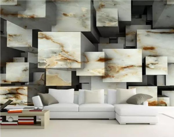 

marble cubic space 3d background wall 3d murals wallpaper for living room