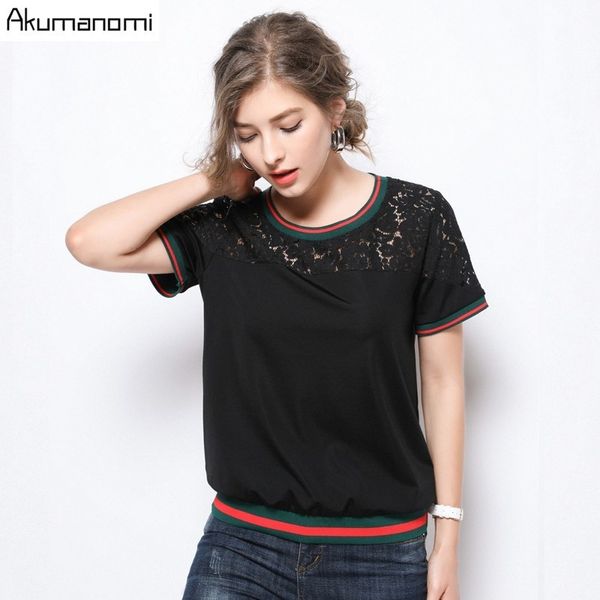

femininas blusas 2019 women blouses summer fashion casual shirt lace short sleeve o-neck leisure black plus size l-5xl, White