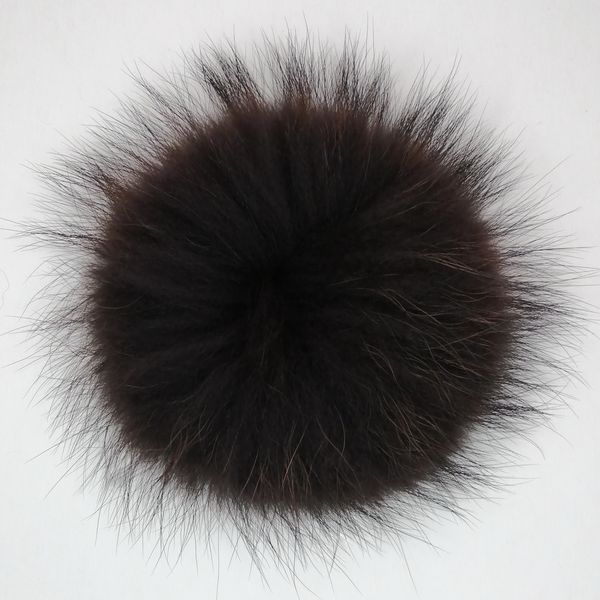 

large plush accessories 13-15cm real raccoon fur pompom ball with button snap for shoe fast delivery, Silver