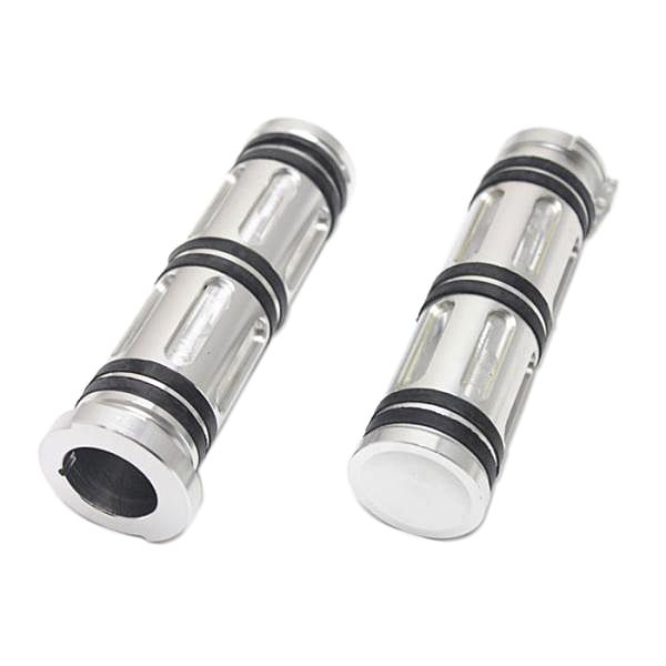 

pair 1" handlebar hand grip for cruiser chopper touring motorcycle silver