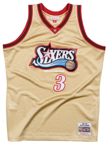 

allen iverson #3 sewn mitchell & ness vintage jersey gold mens vest size xs-6xl stitched basketball jerseys ncaa, Black;blue